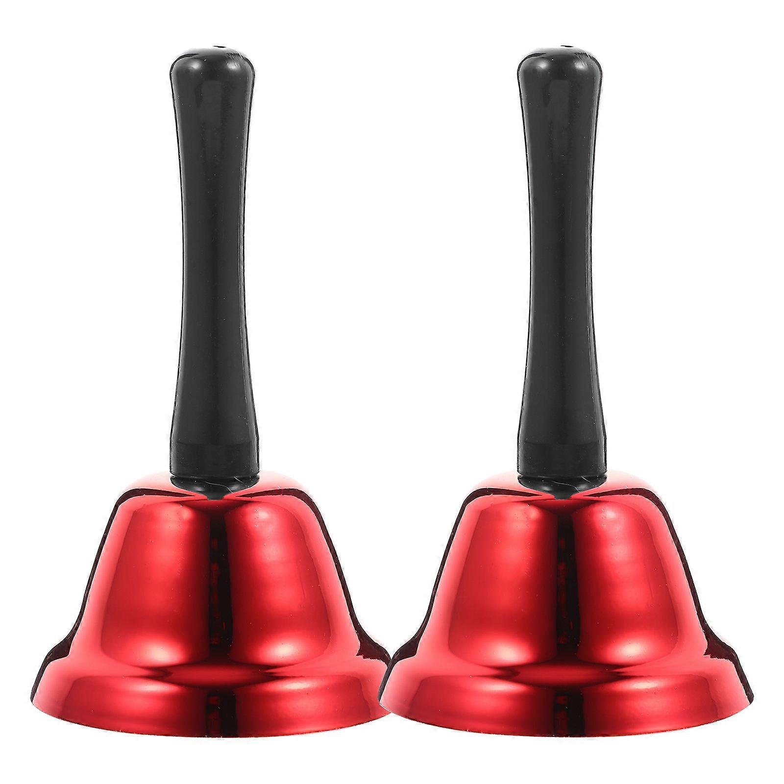 Service Bell 2Pcs Christmas Metal Hand Bells Ideal For Emergency Situations And Dinner Reminders Red Color Iron Material