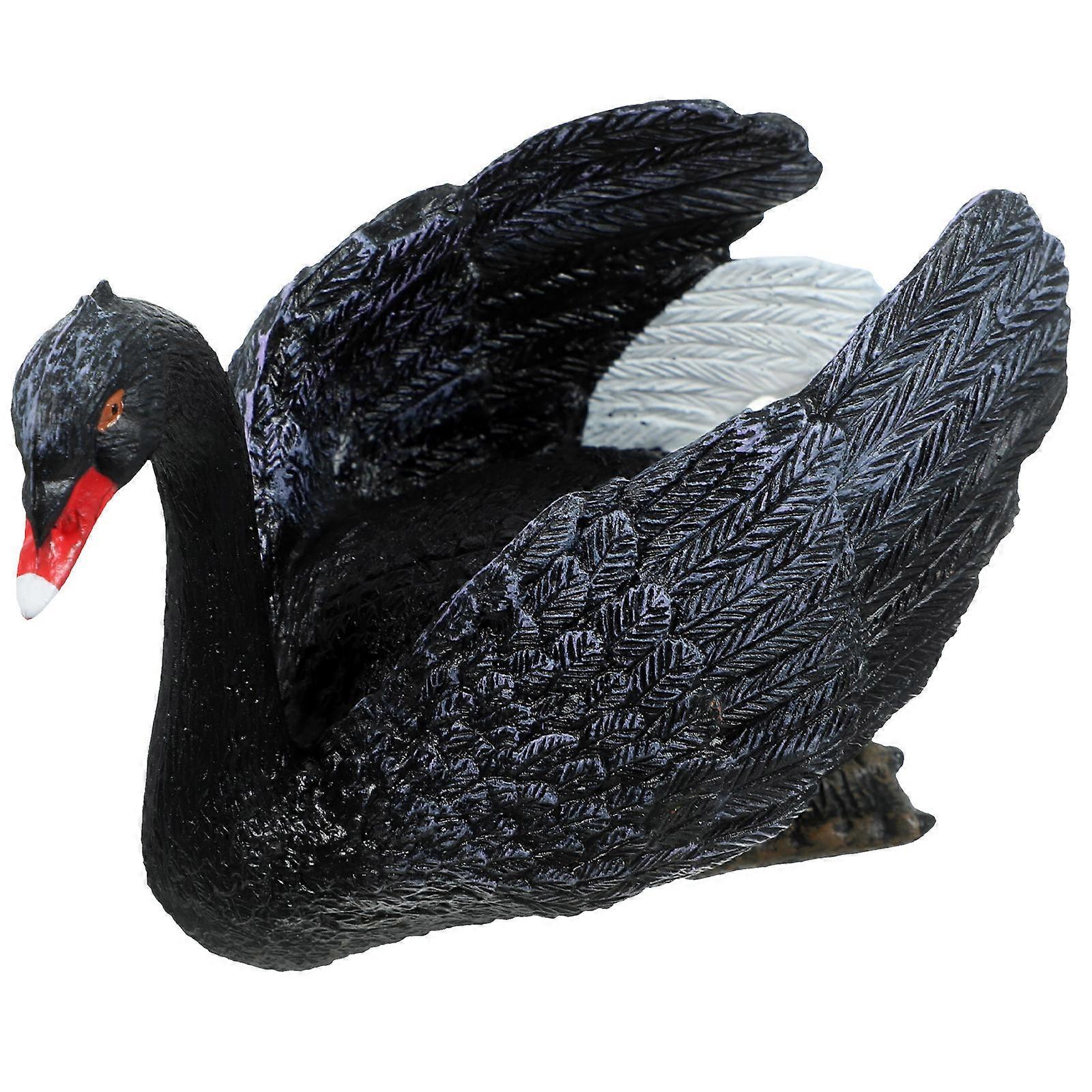 Garden Decoration Miniature Garden Accessories Small Swan Figurine Photography Props 8X7X5.5CM Black PVC 1Set