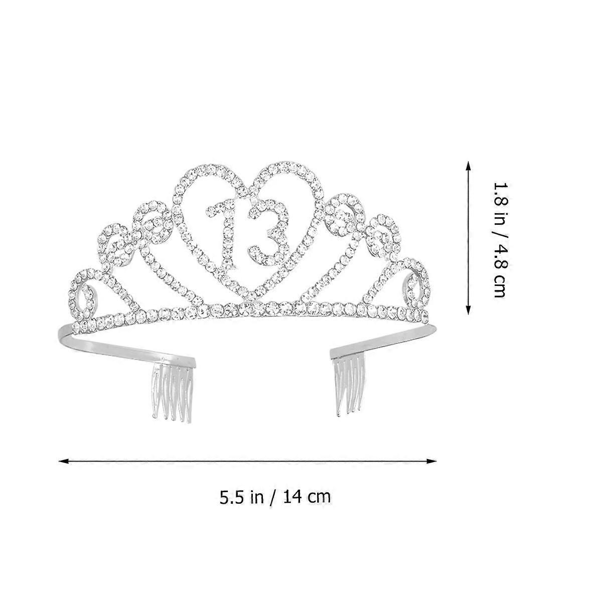 Corona per capelli di compleanno in lega con strass per decorazione, 1 pezzo, colore argento