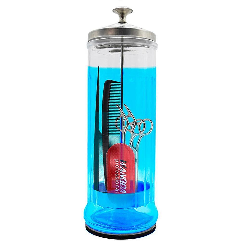 Bottiglia di vetro parrucchiere strumenti con coperchio in acciaio inox e forbici 1 set di accessori per salone L Size trasparente