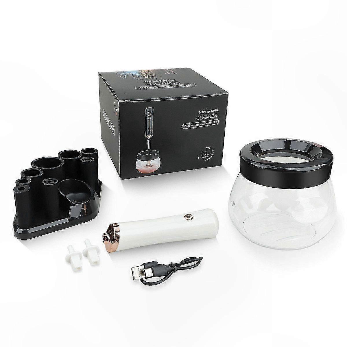 Electric Makeup Brush Cleaner with 8 Rubber Collars for Quick Drying and Efficient Cleaning