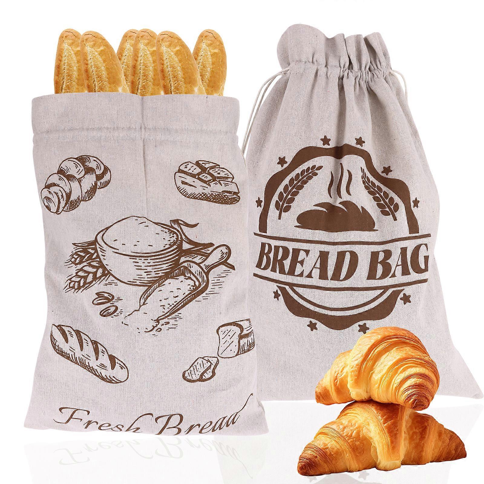 Linen Baguette Toast Bread Bag Large 2pcs