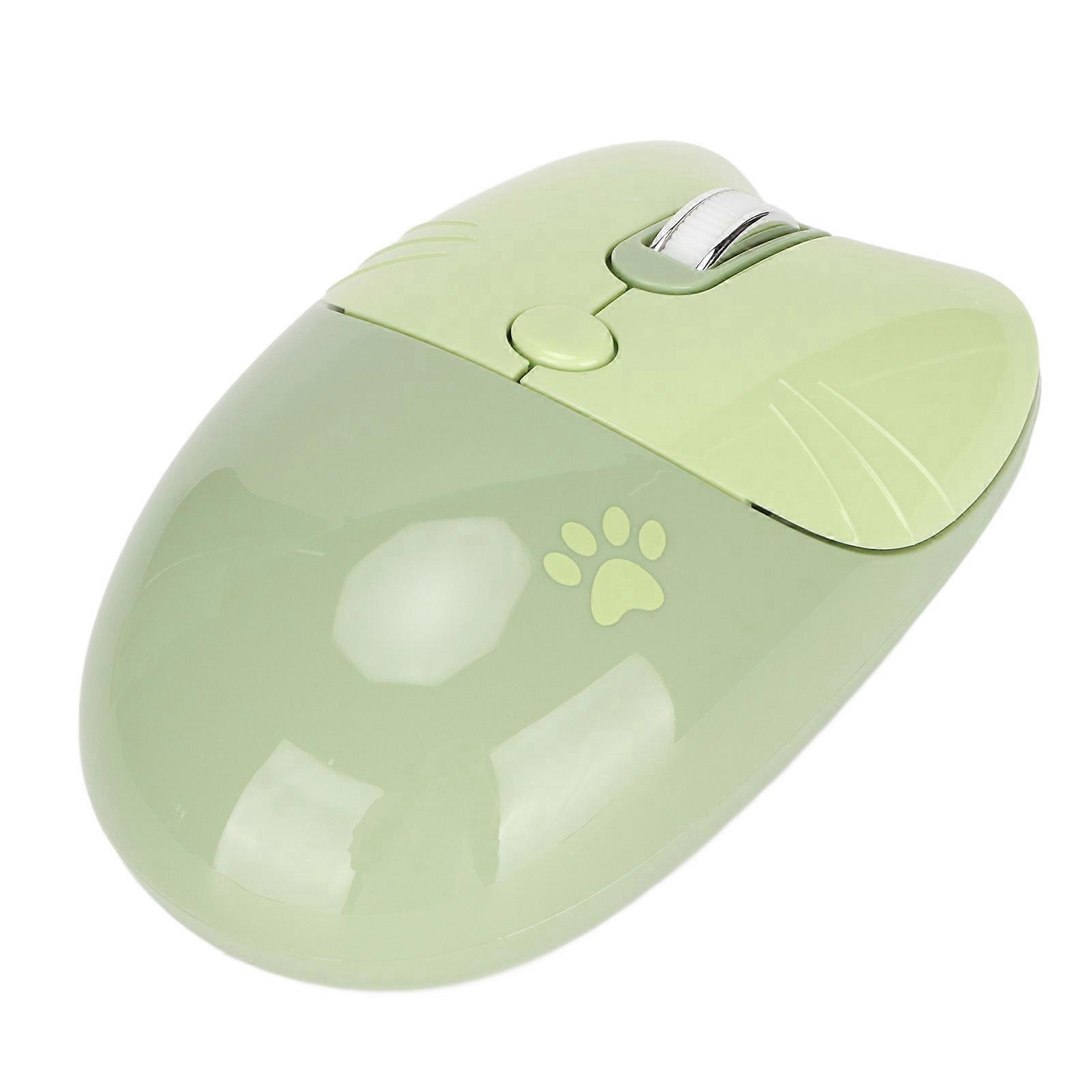 Wireless Mouse Cute Cartoon Cat Paw 2.4G Dual Mode Computer Tablet Three Level DPI Mini Silent Wireless Mouse Green 