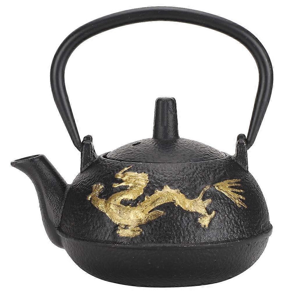 Iron Teapot 0.3L, Japanese Style, Gold Dragon Design, Durable RustProof