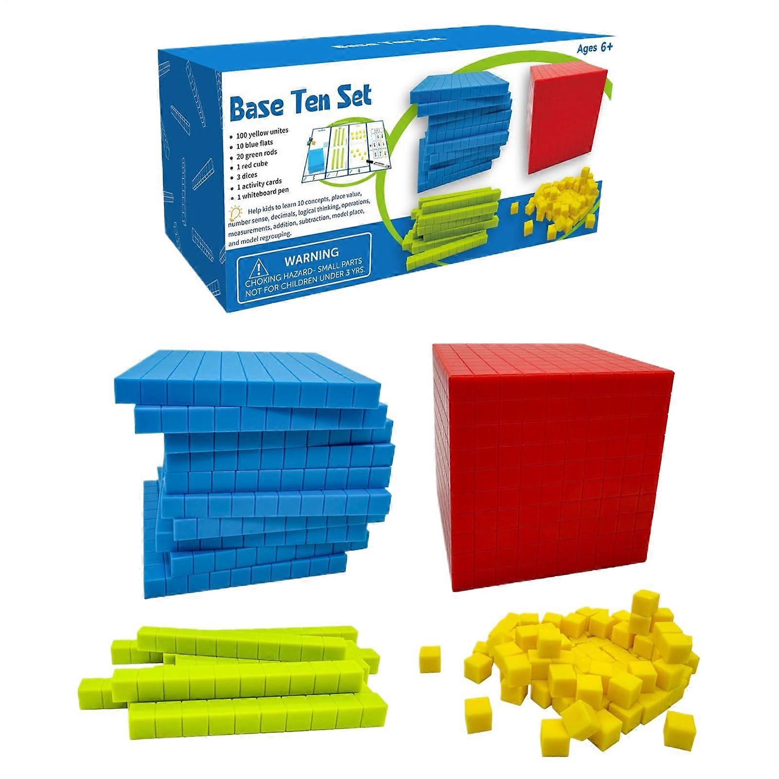 Base Ten Manipulatives, Place Value Counting Blocks Set Math Cubes for Kids Educational Toys for Kindergarten STEM Learning Tools Classroom