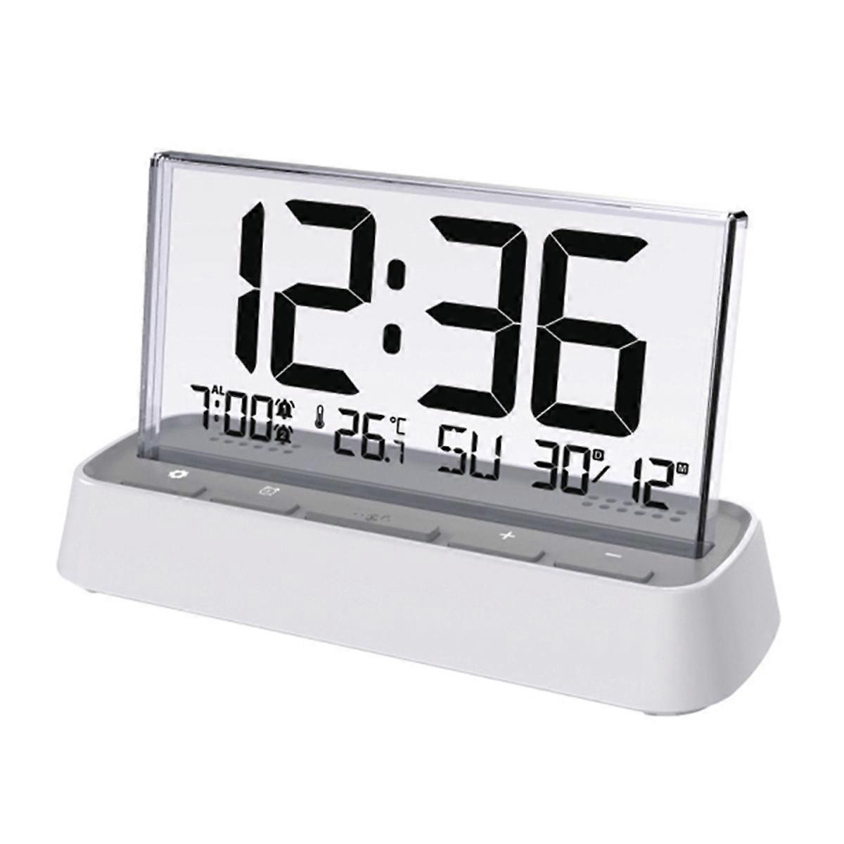 Digital Alarm Clock Electronic Desk Clock with Dual Alarms Date Temp Large Display Table Clock for Home Office