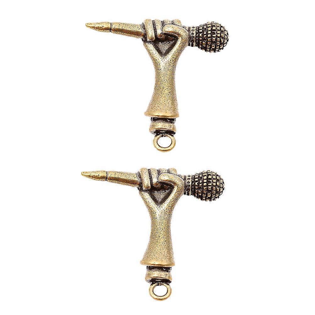 Creative Brass Microphone Keychains Portable DIY Key Holders for Bags, Backpacks & Car Keys Stylish Gold Tone Hanging Charms with Easy to Use