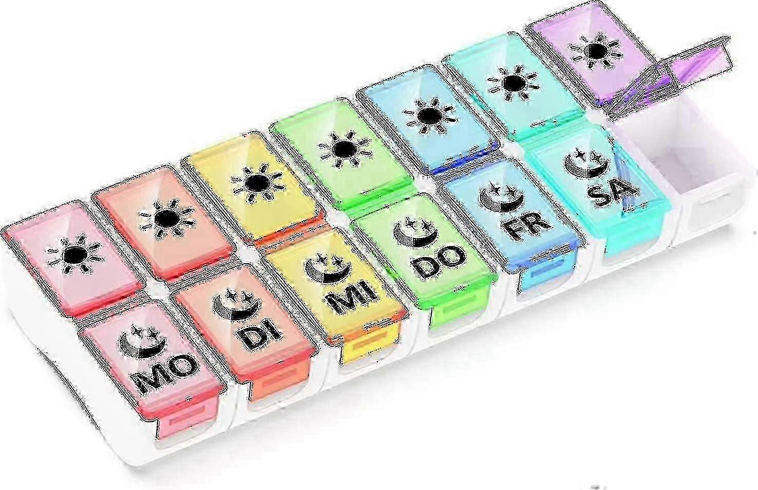 Tablettenbox 7 Tage 2 Fcher,pillendose 7 Tage Medikamentenbox,morgens Abends 14 Fcher Pillenbox Medikamentendosierer(deutsche Version)