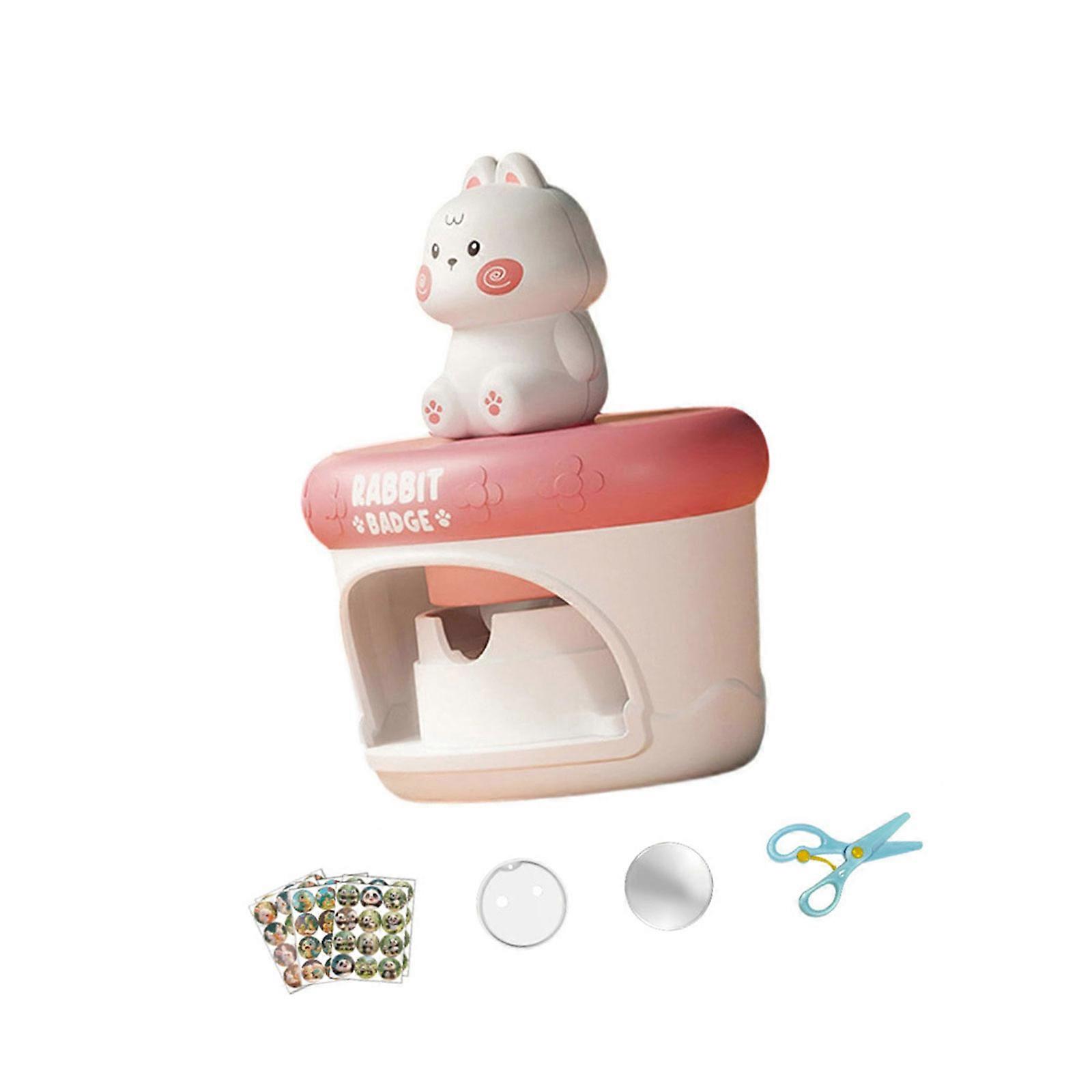Cartoon Pin Maker Craft Set Badge Press Machine Kits For Children with Reusable Template Kids Crafting Project Supply Multicolor