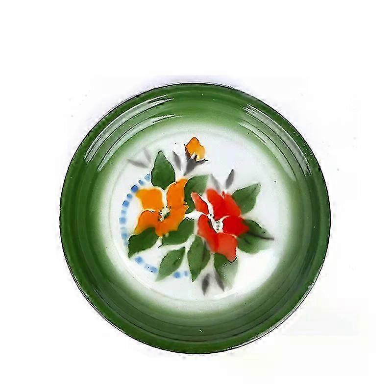 Ancien plateau de thé et de fruits au design aristocratique chinois - fabriqué à la main en acier inoxydable émaillé avec ornement vintage