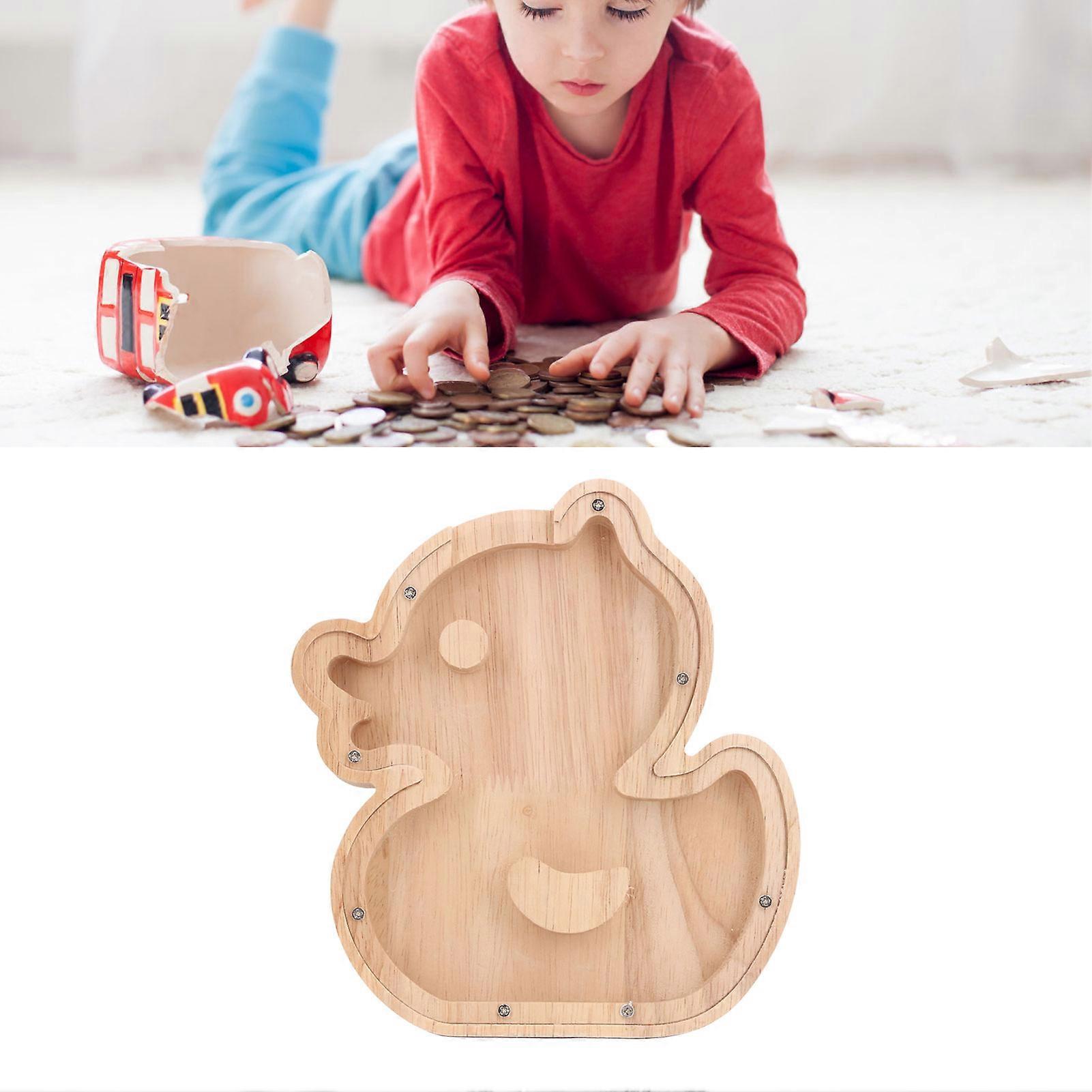 Wooden Piggy Bank with Transparent Window 18x15cm Coin Bank