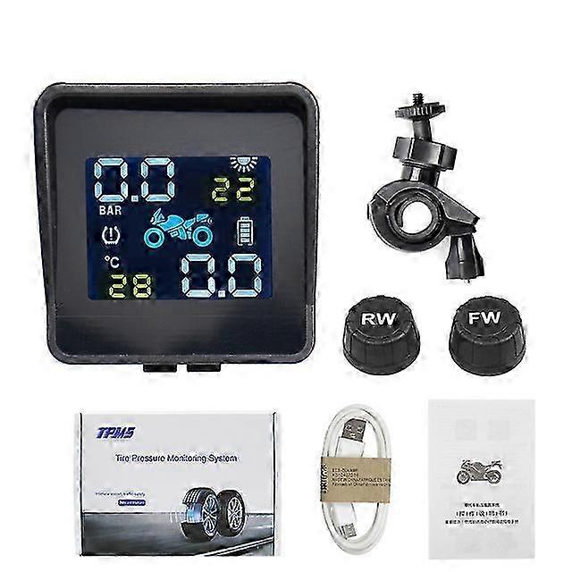 TPMS Wireless Tire Pressure Monitoring System Solar Power Clock LCD...