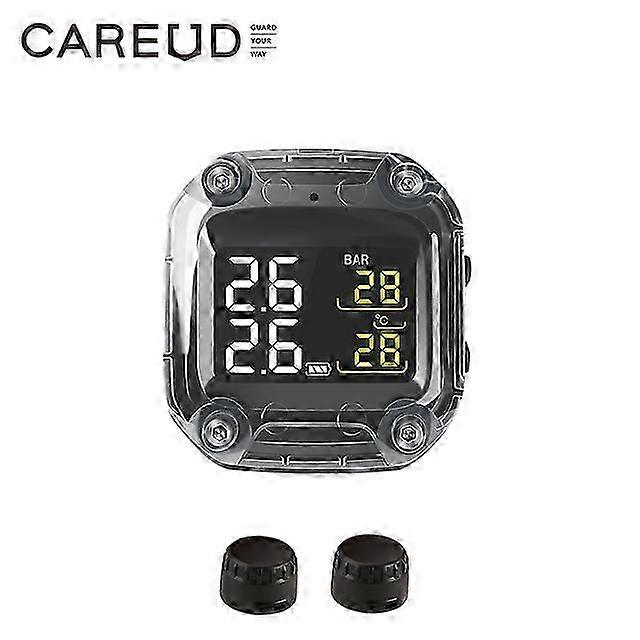 Wireless Motorcycle TPMS Tire Pressure Monitoring System Digital LC...