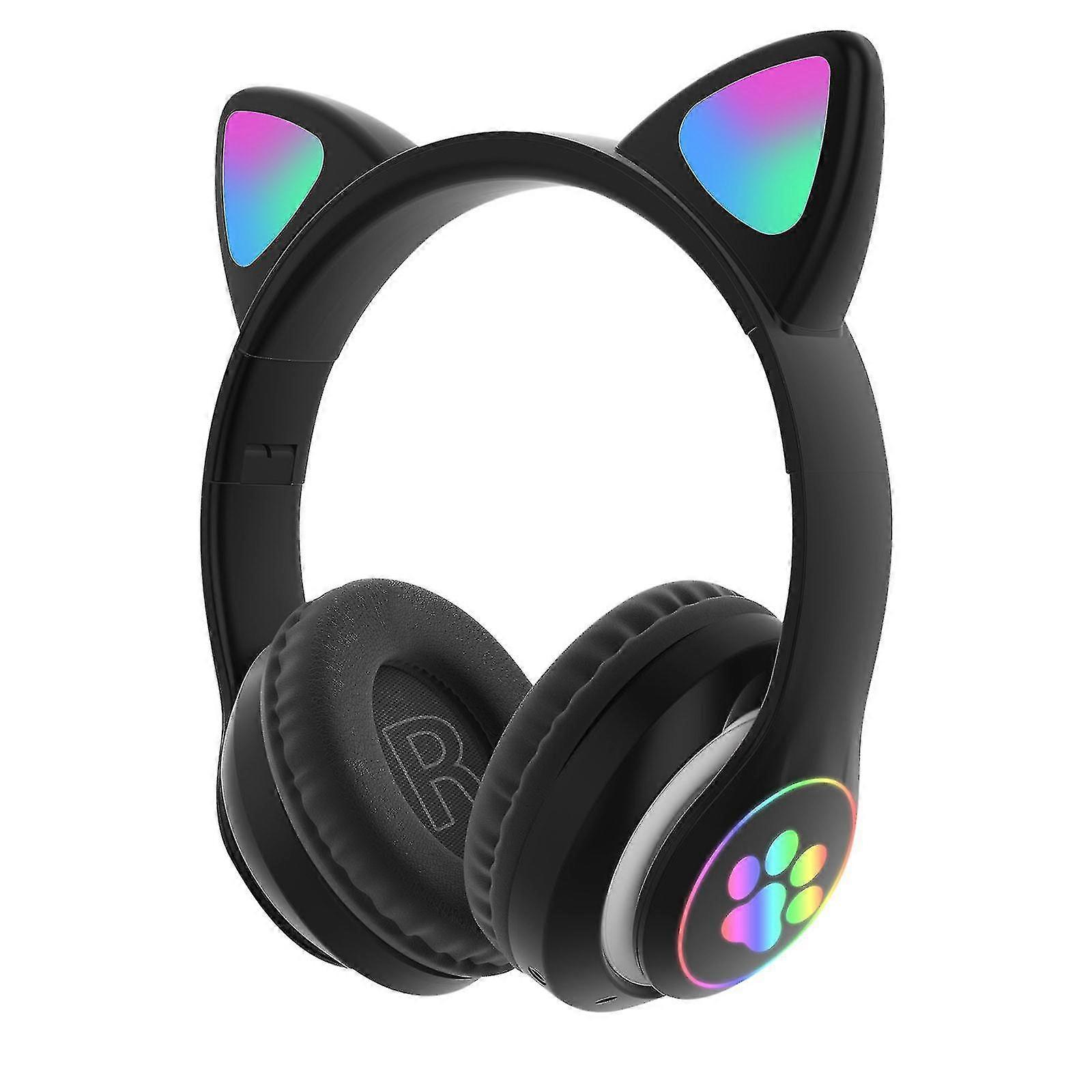 Wireless cat-ear Bluetooth headphones, Bluetooth 5.0, with LED lights and foldable