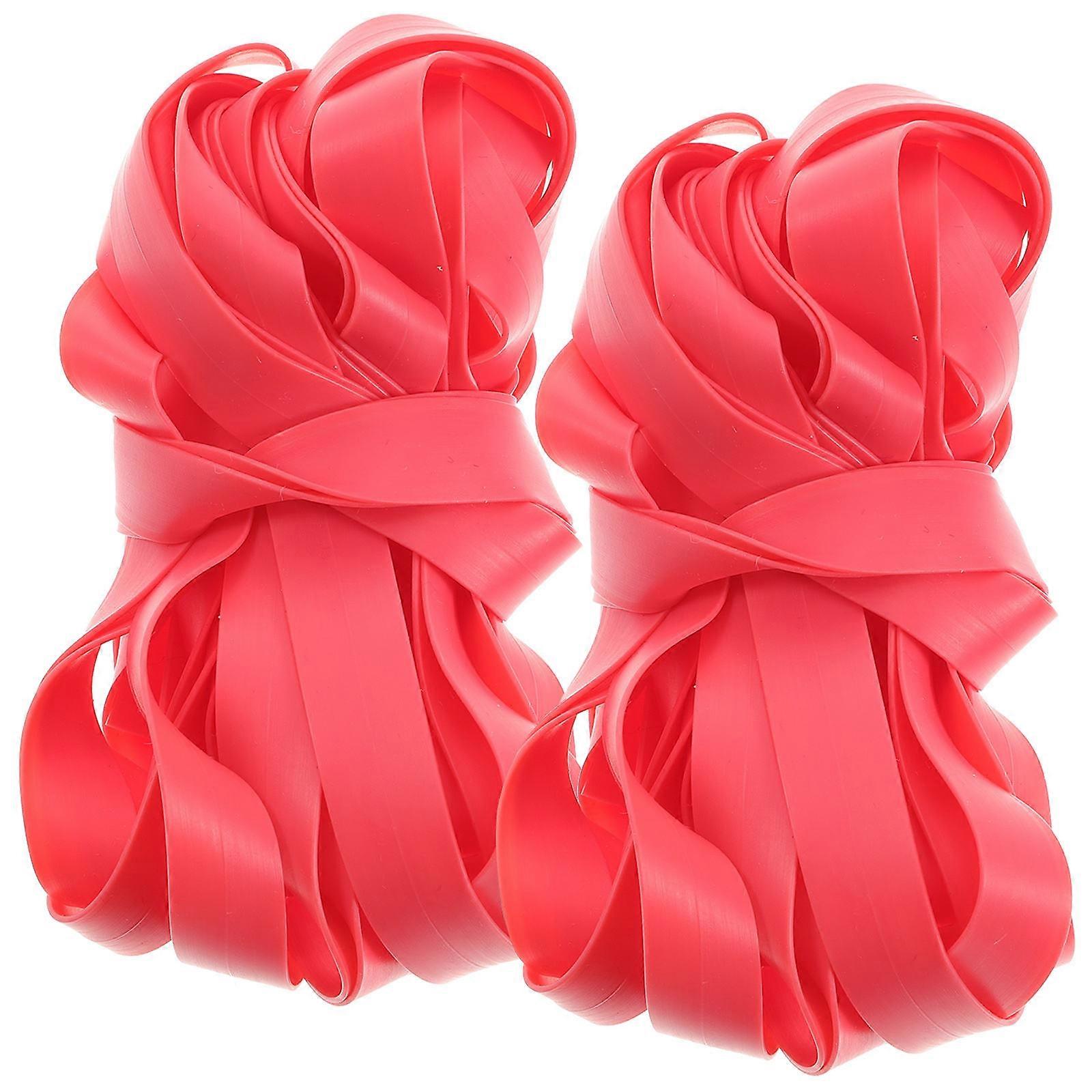 Jump Rope Widen Skipping Rope Toy for Kids Playing 2Pcs Red Rubber Band