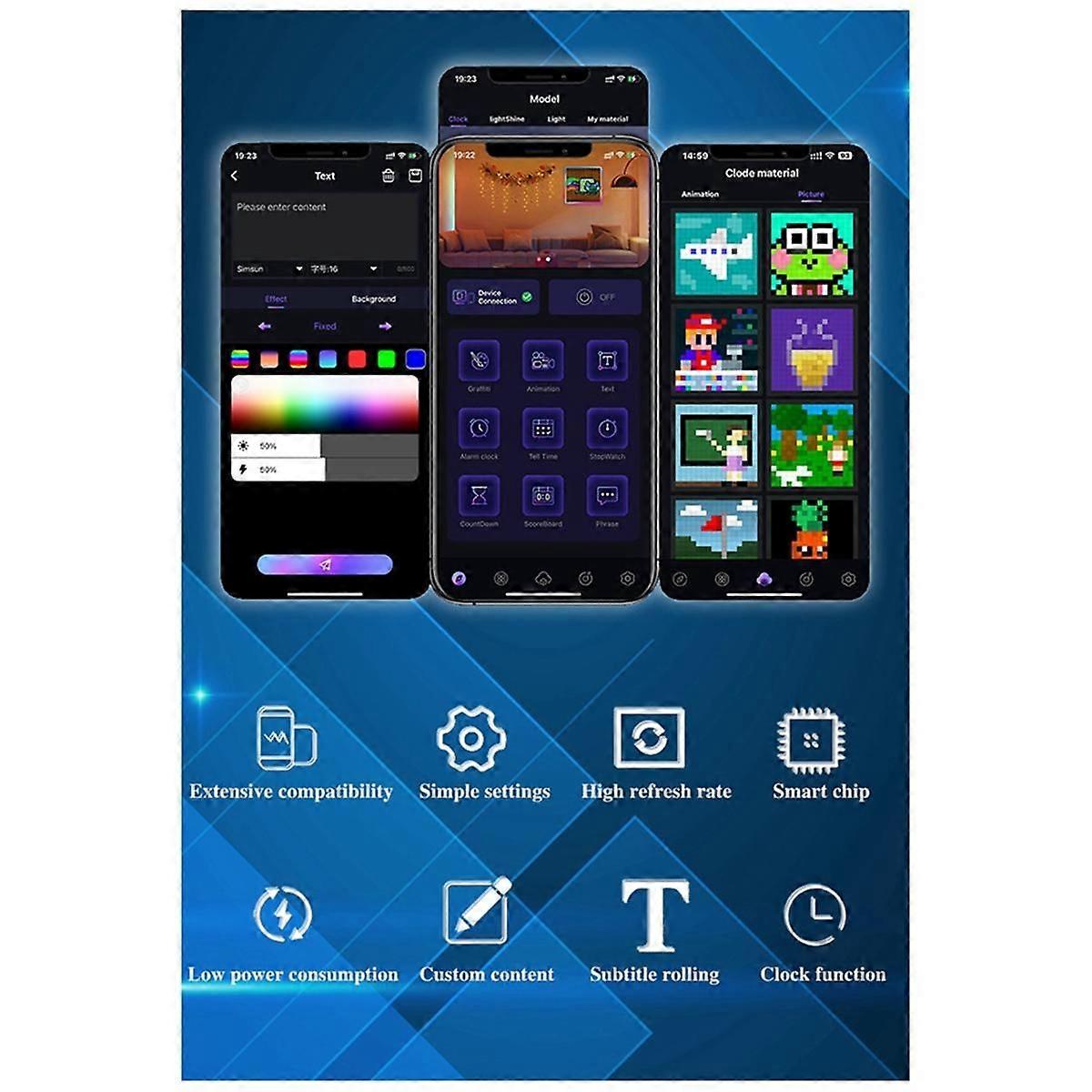 LED Pixel APP Cellphone Control Display 16X16 Programmable Night Light LED Screen for Gaming Decora