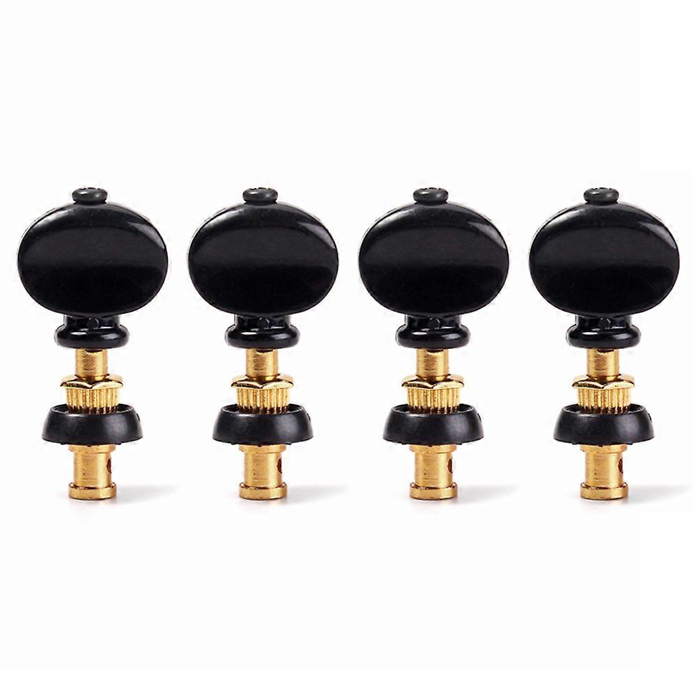 4pcs Ukulele String Tuning Pegs Machine Heads with Plastic Buttons Friction Tuners Parts White and Black Gold