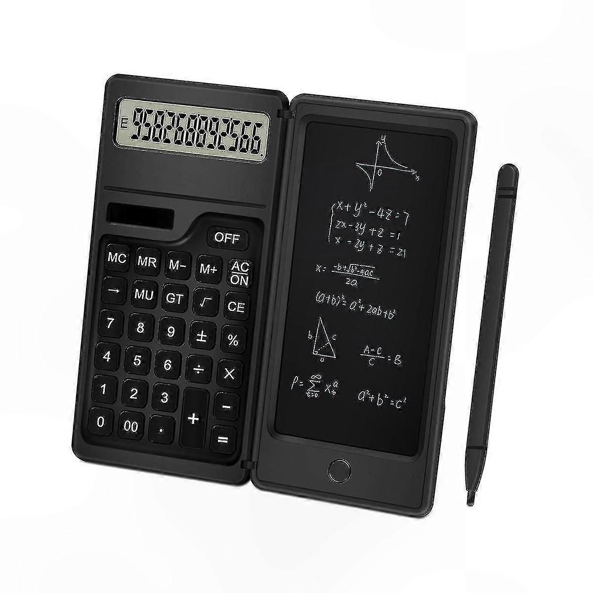 12-Digit LCD Display Calculator with Notepad, Solar-Powered Desktop Calculator for Office and Home Use