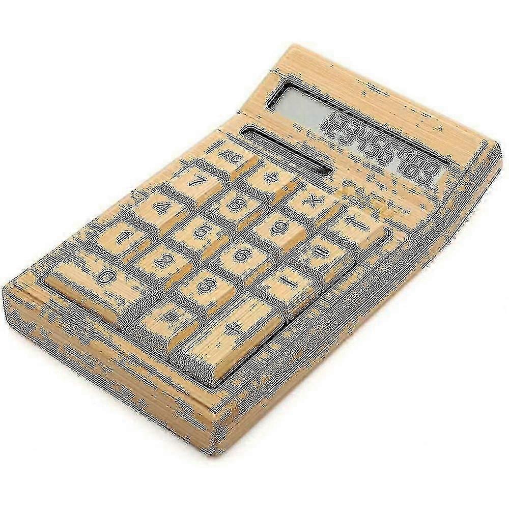 Bamboo Wooden Solar Calculators Standard Function Desktop Calculator With 12-digit Large Display-SDR