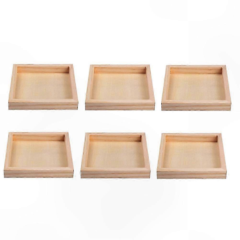 Wood Trays Set Of 6Pcs Beige Rectangular Trays Designed For Puzzle Assembly And Organization