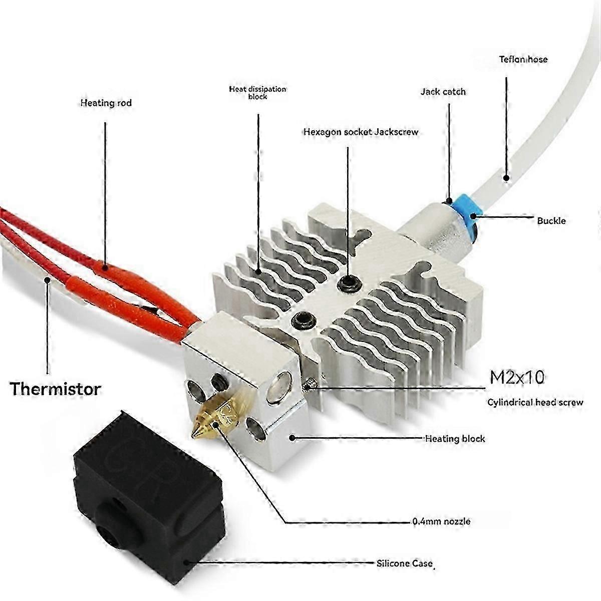 3D Printer Hot End Kit for Ender-3 Neo/V2 Neo/Max Neo Hotend 24V 40W Thermistor 0.4mm Nozzle