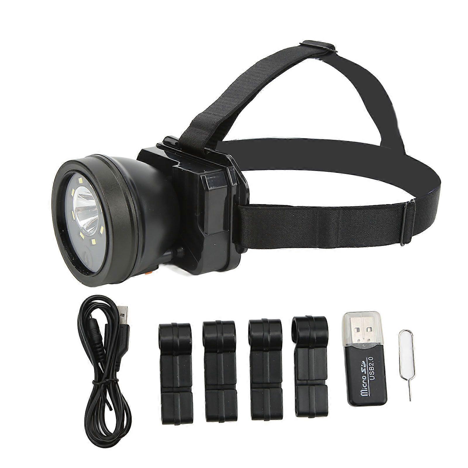 Caméra d’action montée sur tête 1080P HD Caméscope Led Lampe frontale étanche Vision nocturne pour le sport de plein air