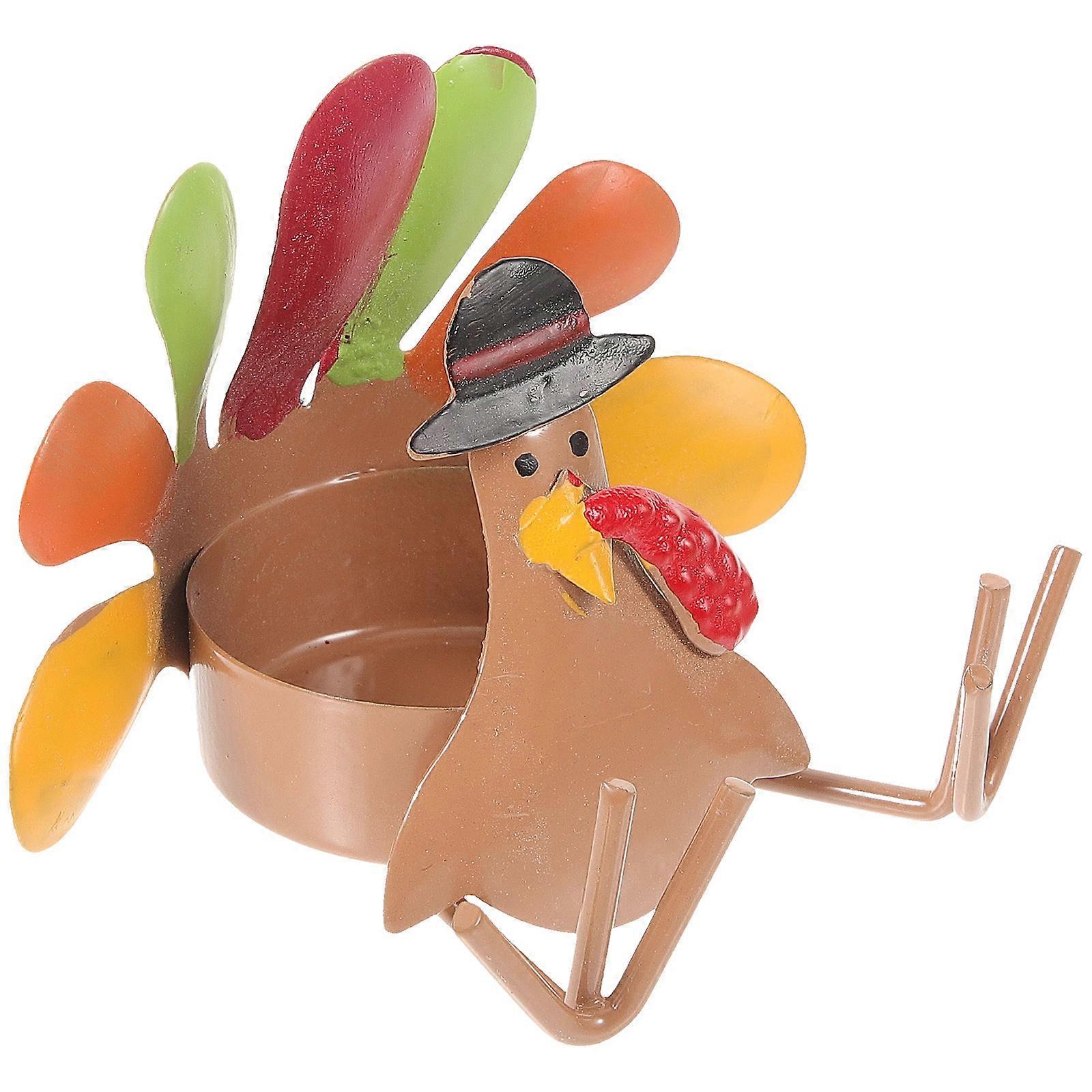 Iron Turkey Candle Stand for Decoration 4Pcs Multi Color Candle Holders