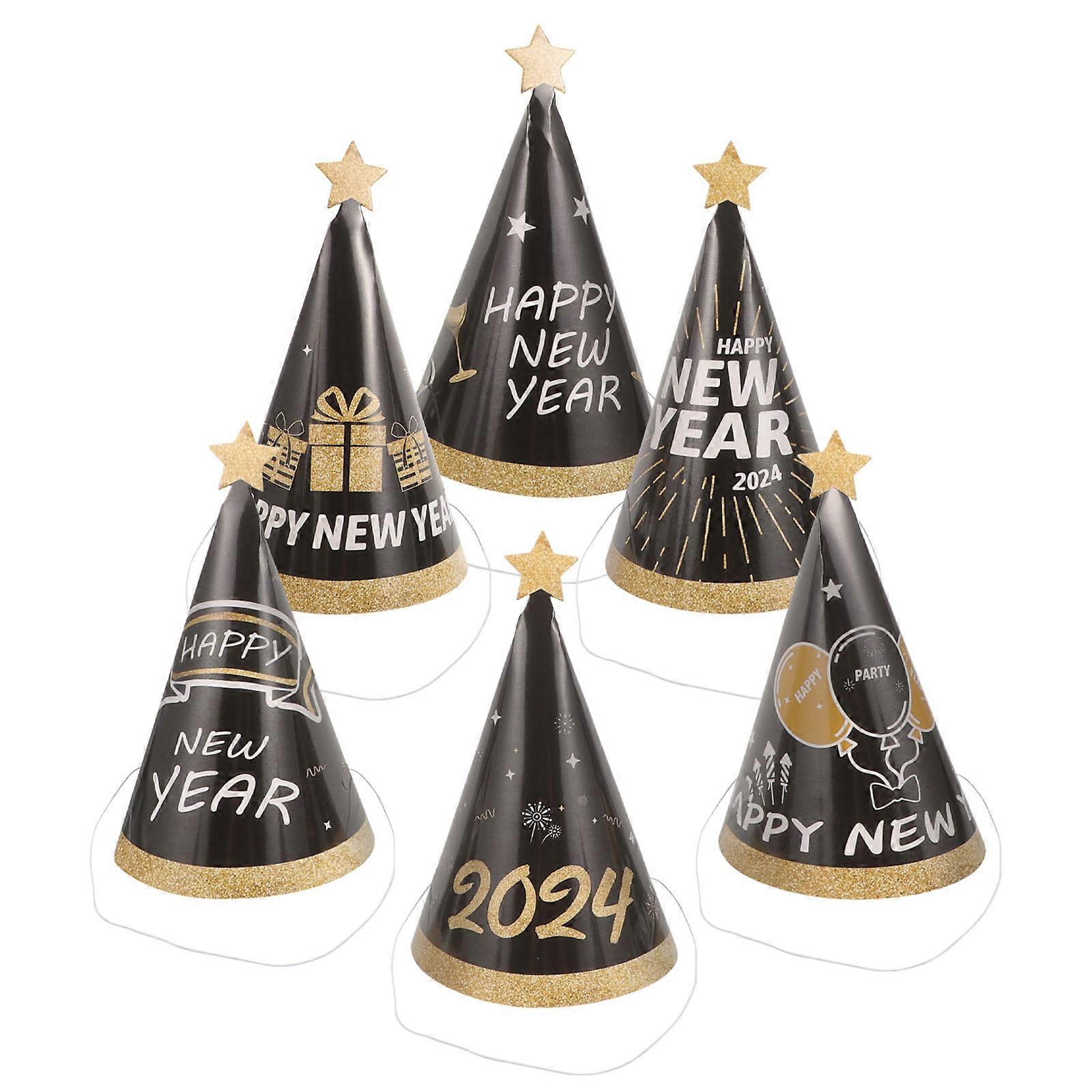 New Year Party Paper Hats Paper Cone Hats for 12Pcs Assorted Party Supplies