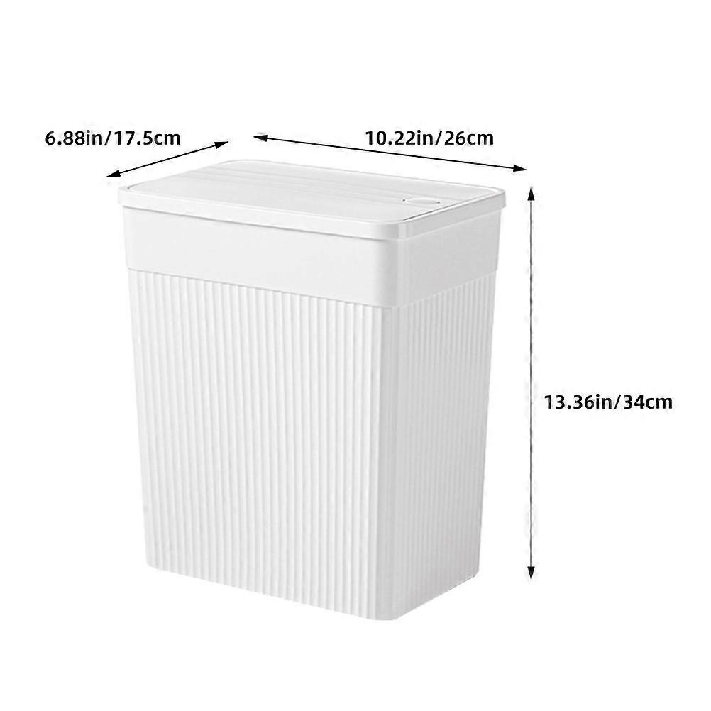 Waste Storage Press Type Operation Trash Bin Square Bathroom Bedroom Office Desk Pp White for Home Use 1Pack