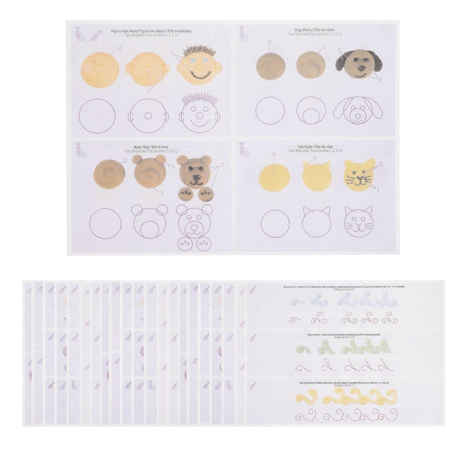 Cake Decorating Supplies Kit Paper Piping Drawings Set for Practice 48 Sheets