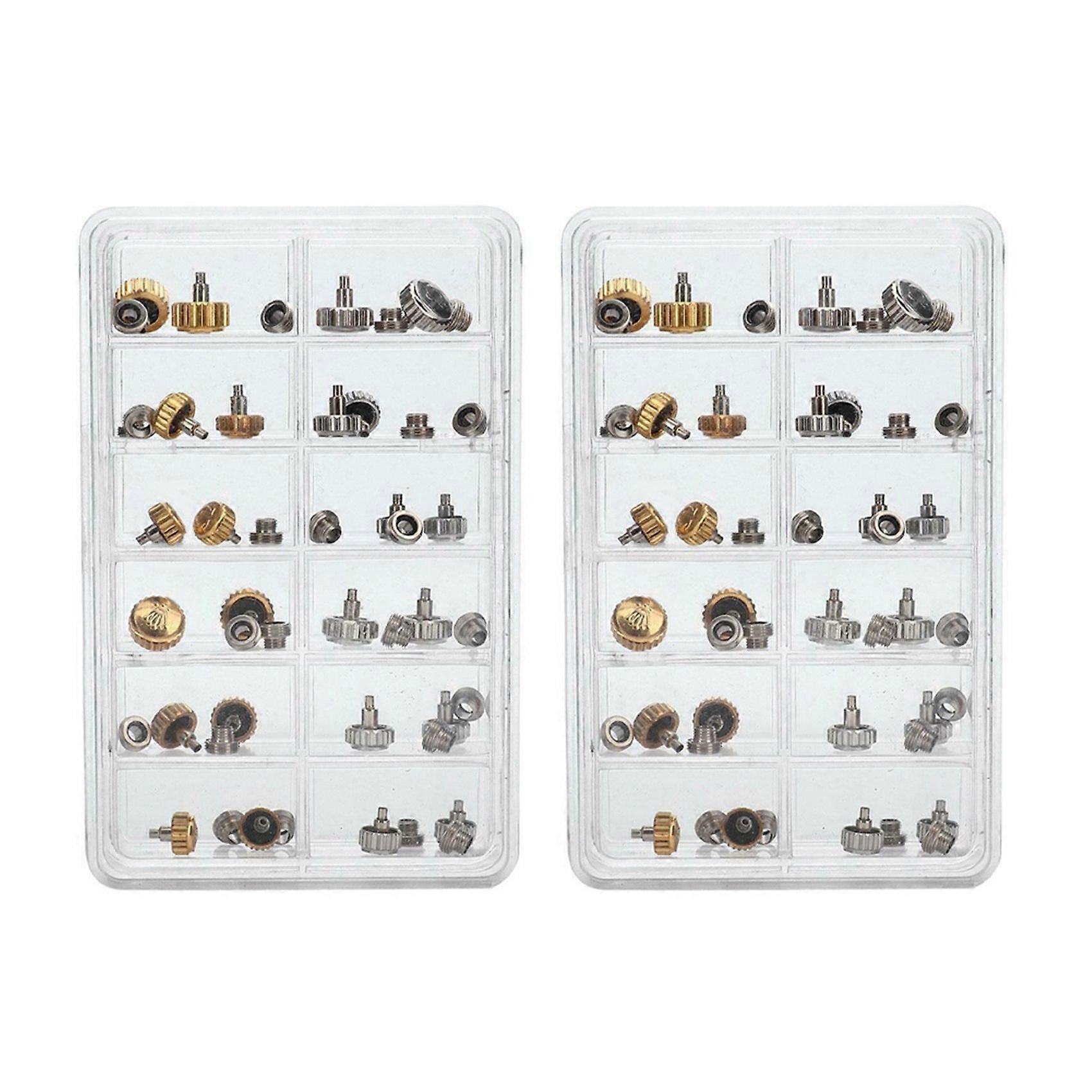 96PCS Watch Crowns Watch Waterproof Replacement Assorted Repair Tools with Box