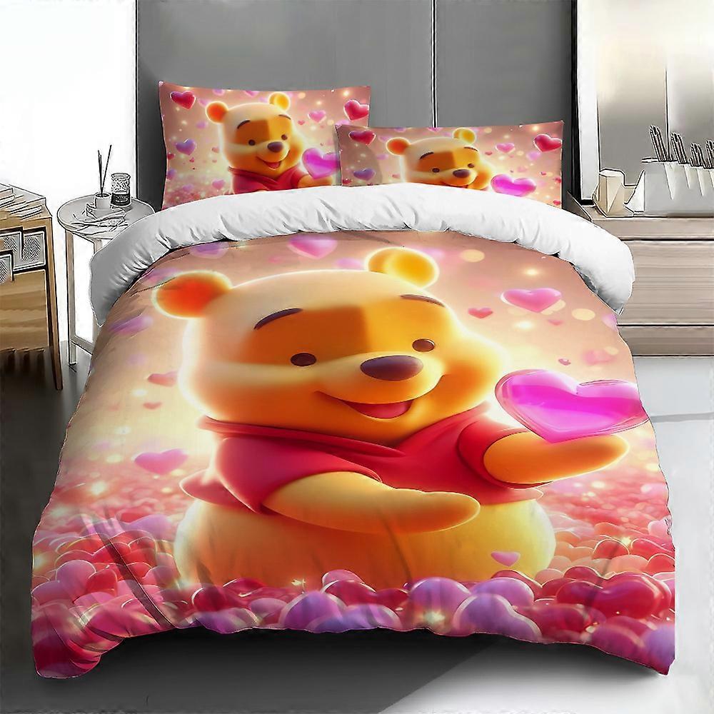 Söt Nalle Puh tredelad sängkläder set rum dekoration element täcke överdrag