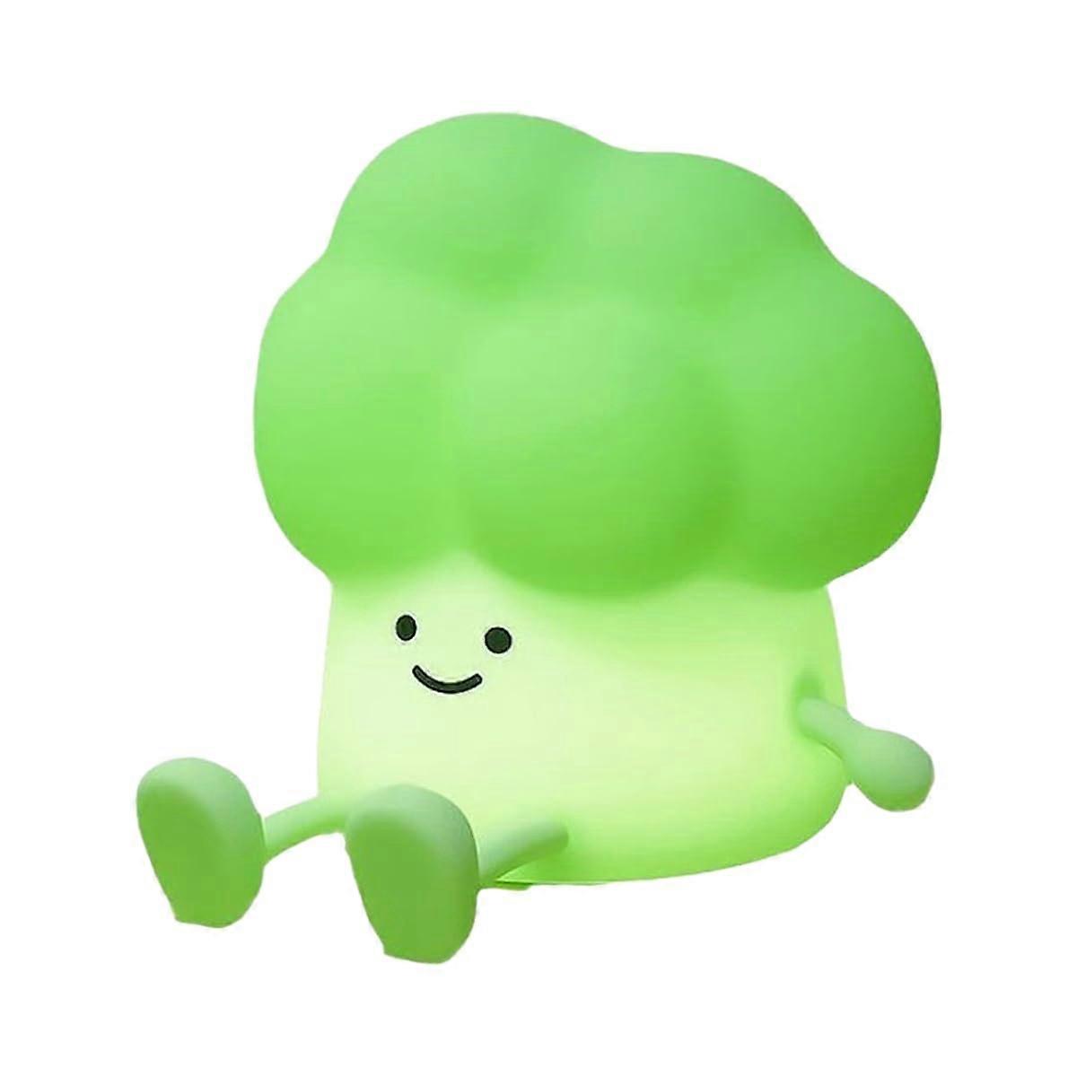 Night Light Kids Bedroom Broccoli Shape 3-Level LED Rechargeable Silicone Squishy Touch-Control Bedside Lamp
