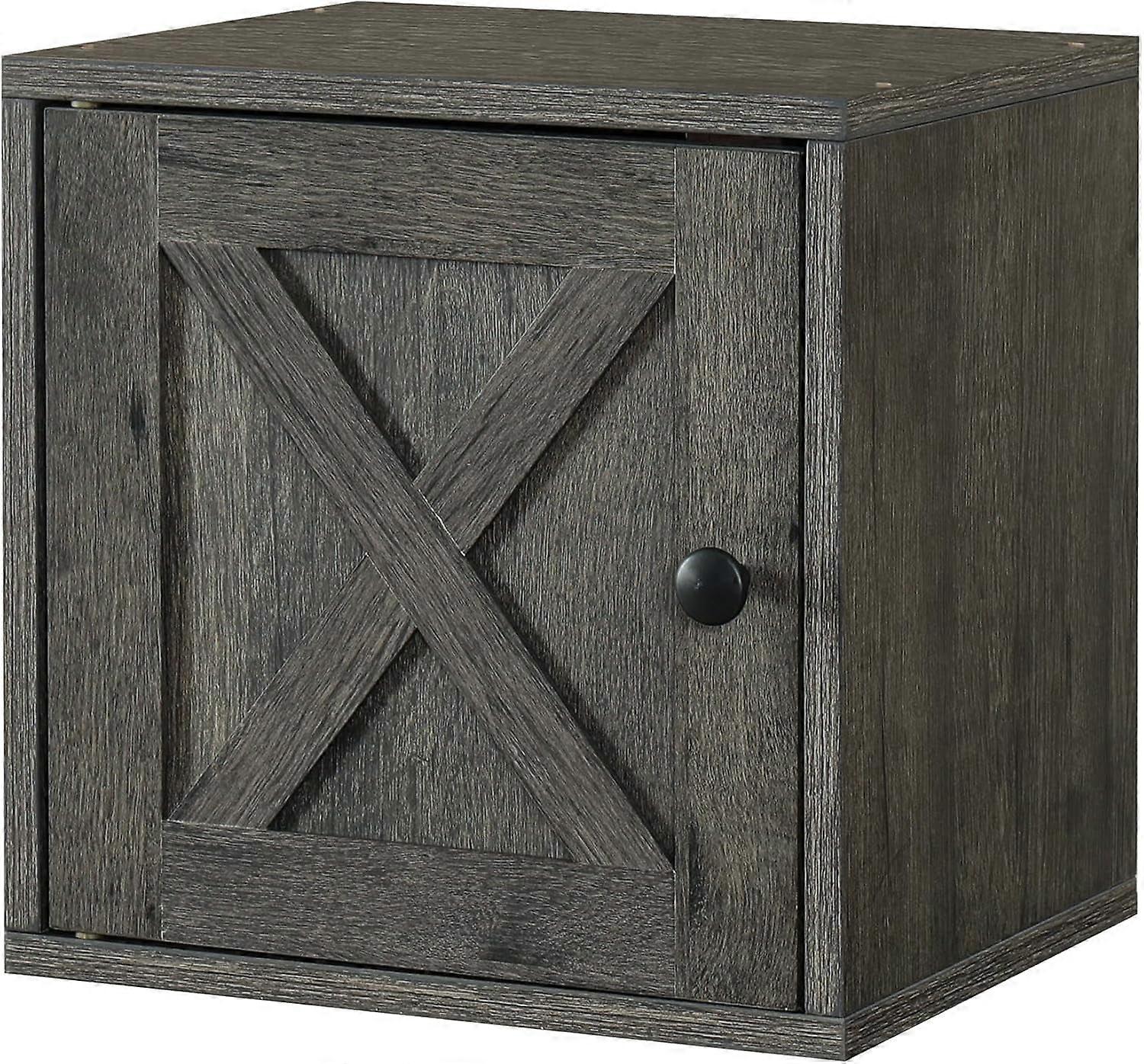 Magic DIY Cube Storage Organizer, Stackable Cubby System for Home/Office - French Oak with Door Cube