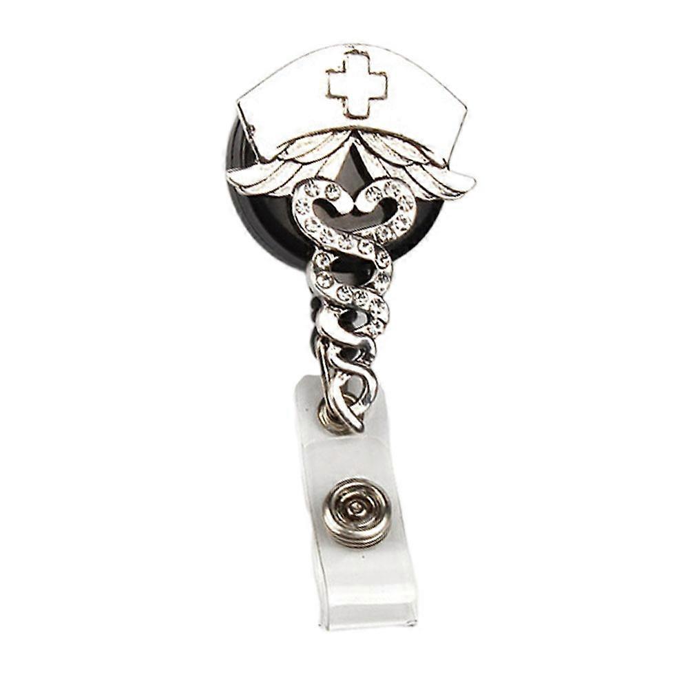 Badge Clip for Student and Nurse Id Card with Telescopic Tool White