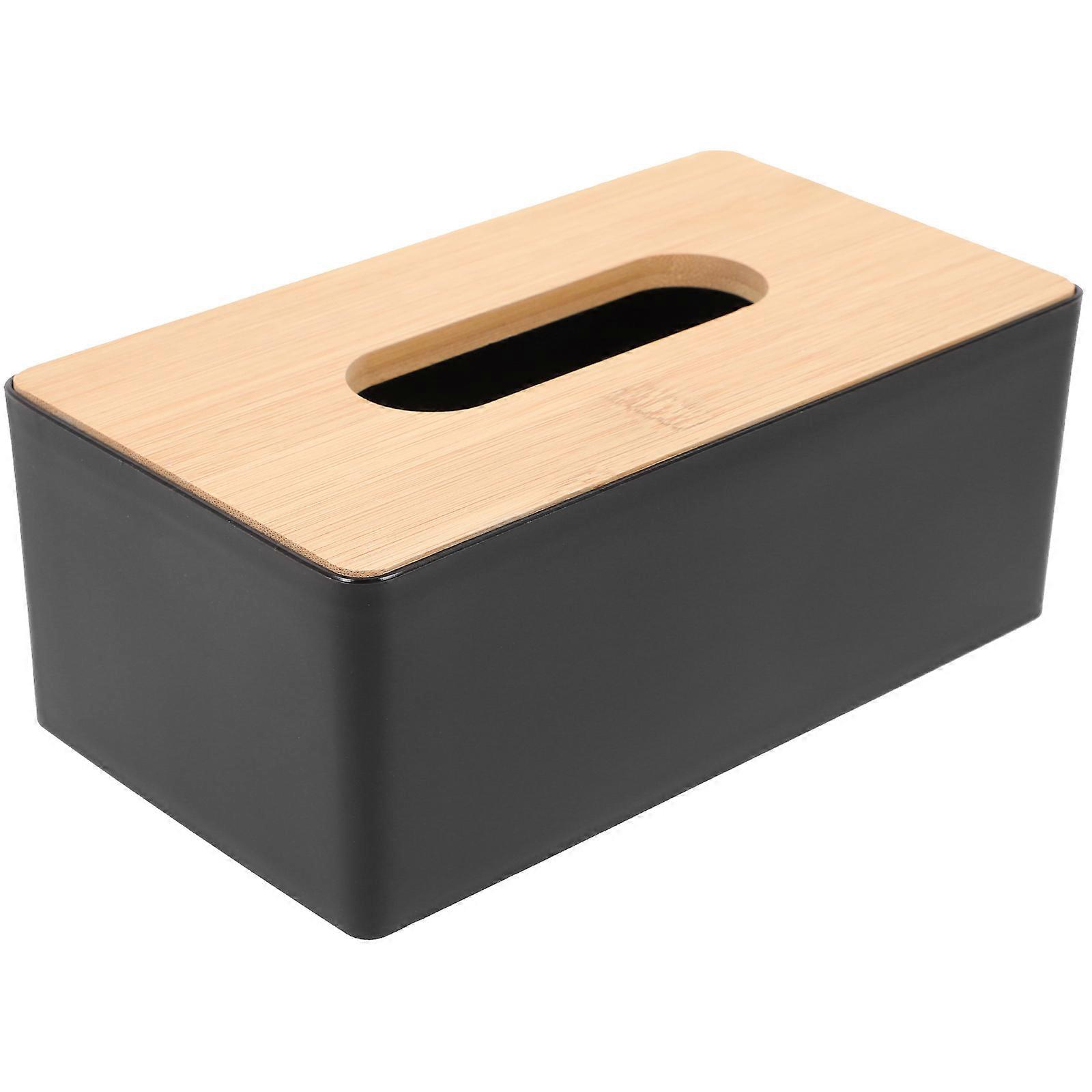 Napkin Storage Case Black Rectangle Tissue Box for 3Pcs Quantity