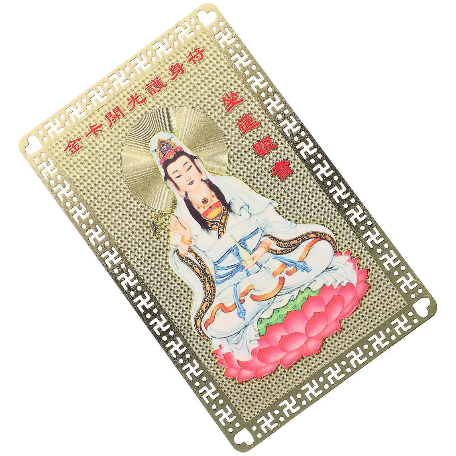 Chinese Style Amulet Card Guanyin Card for Protection 4Pcs Set