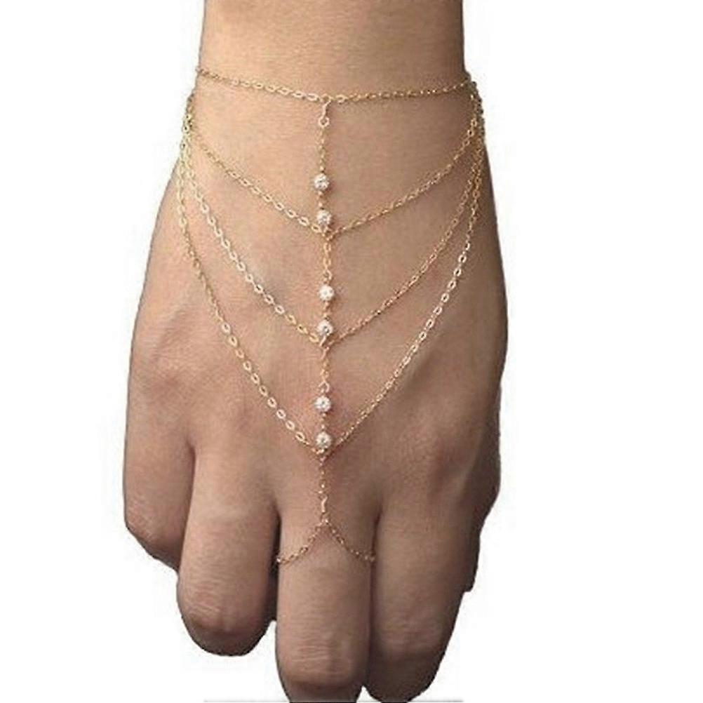 Bracelet with Ring Tassel Style Rhinestone Bracelet Chain