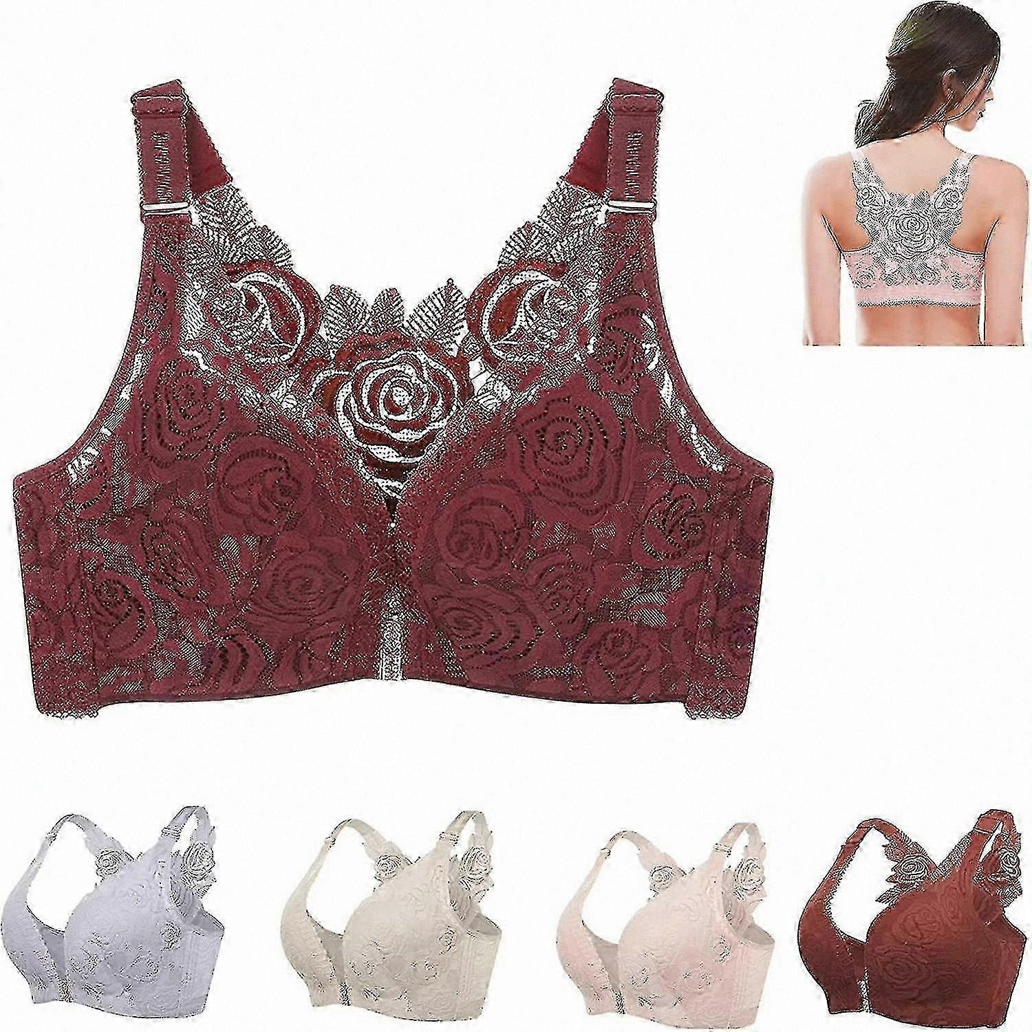 Front-Closure Push-Up Bra for Women, Wire-Free Seamless Design with Support
