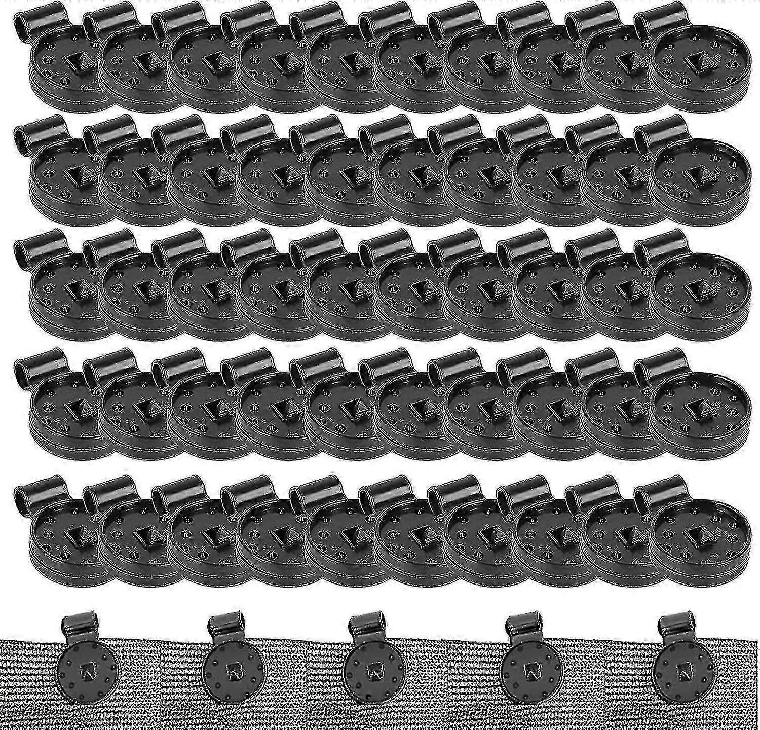 50個のシェードクロスプラスチッククリップ、サンシェードネット用の丸いプラスチックブラッククリップ、温室フィルムサンシェードネットクリップXXF