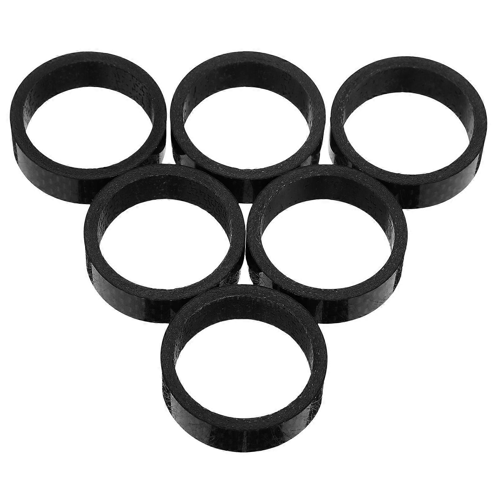 Carbon Fiber Bike Stem Spacers for Road and Mountain 6Pcs Black Set