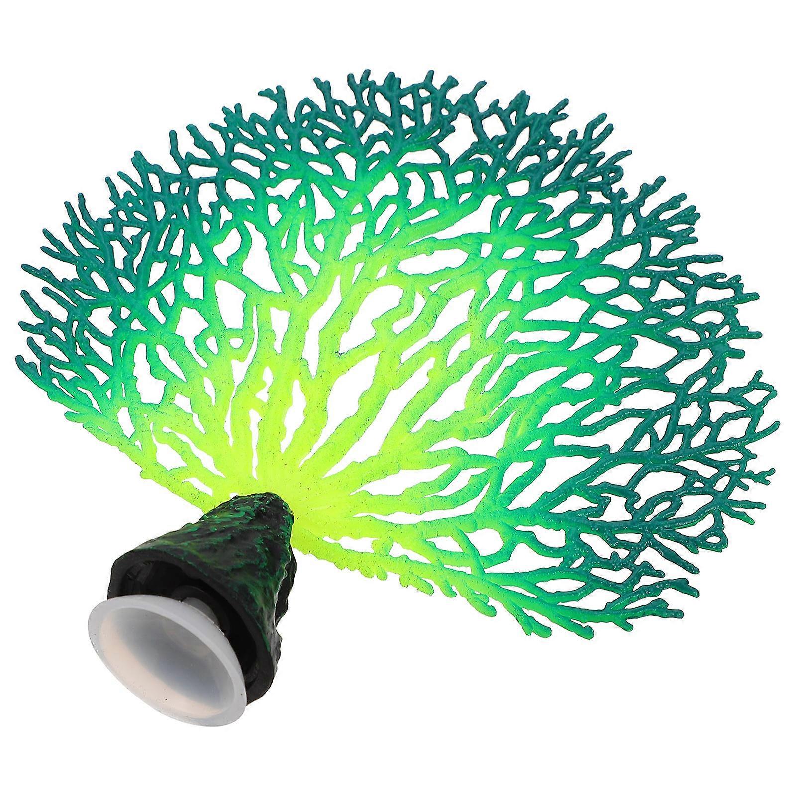 Realistic Fan-shaped Fish Tank Decoration Glow in the Dark 14X14CM 1Set