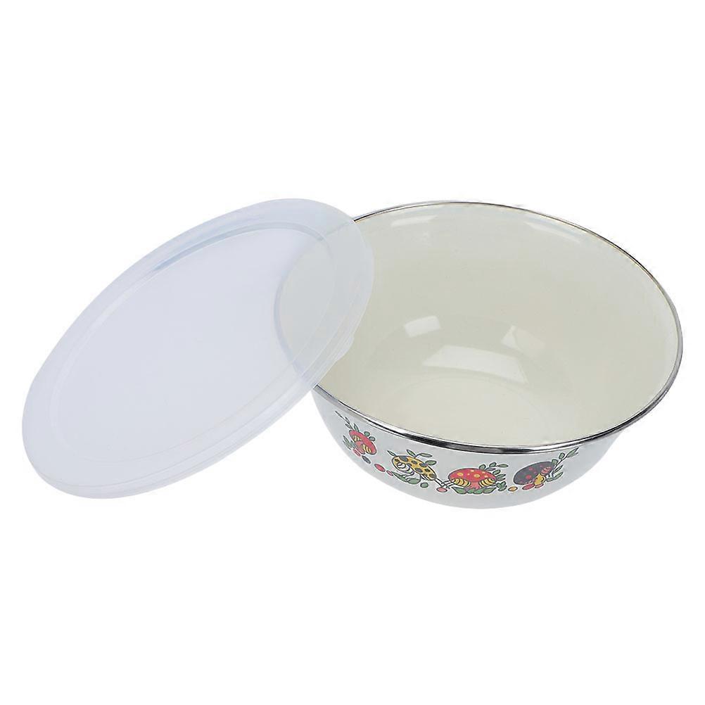 5Pcs Enamel Soup Basin Kitchen Tableware Vintage Design Perfect For Picnics Serving Pasta White Color Classic Style