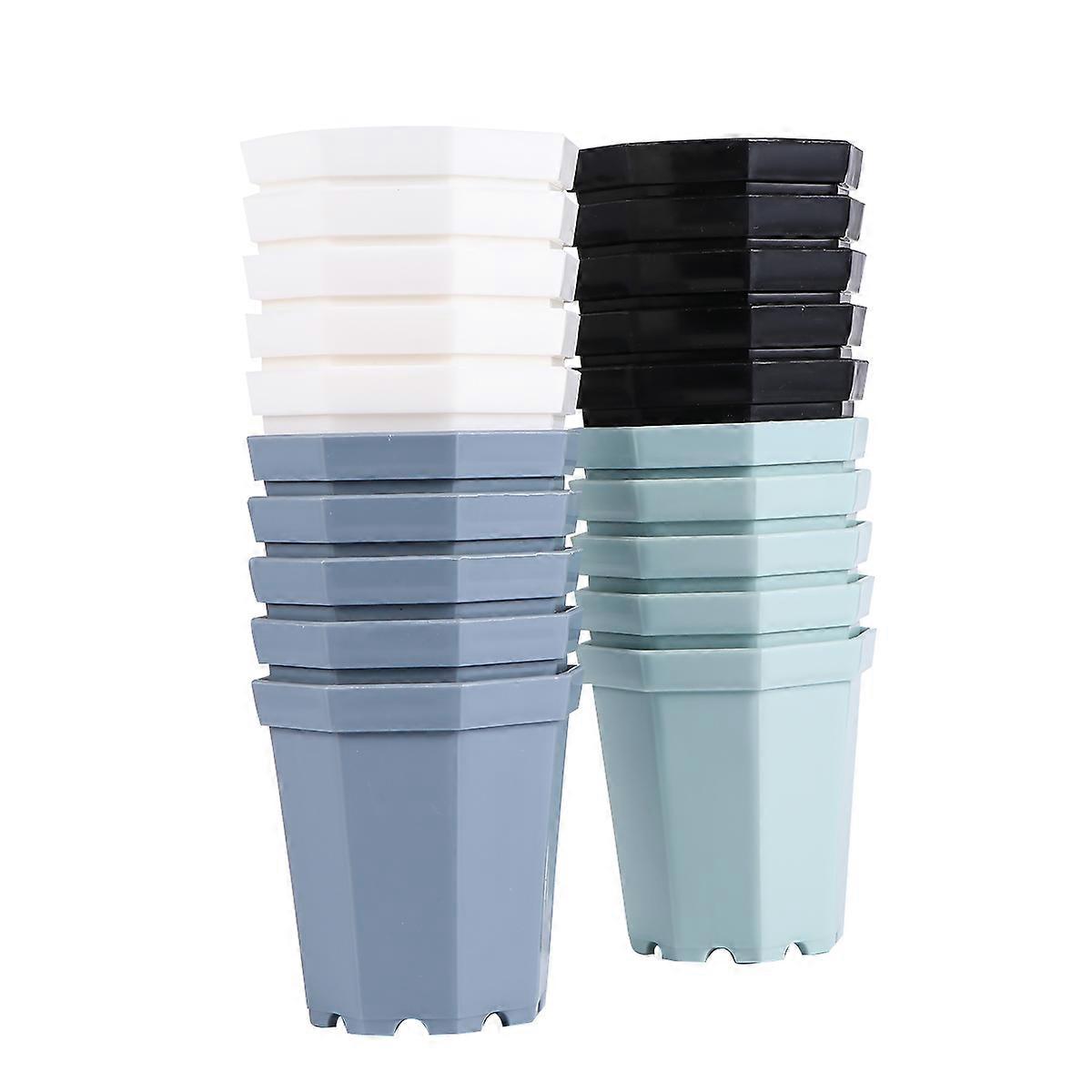 Decorative Garden Flower Pot Container Octagonal Plastic for Nursery Planting Durable and Breathable 20Pcs