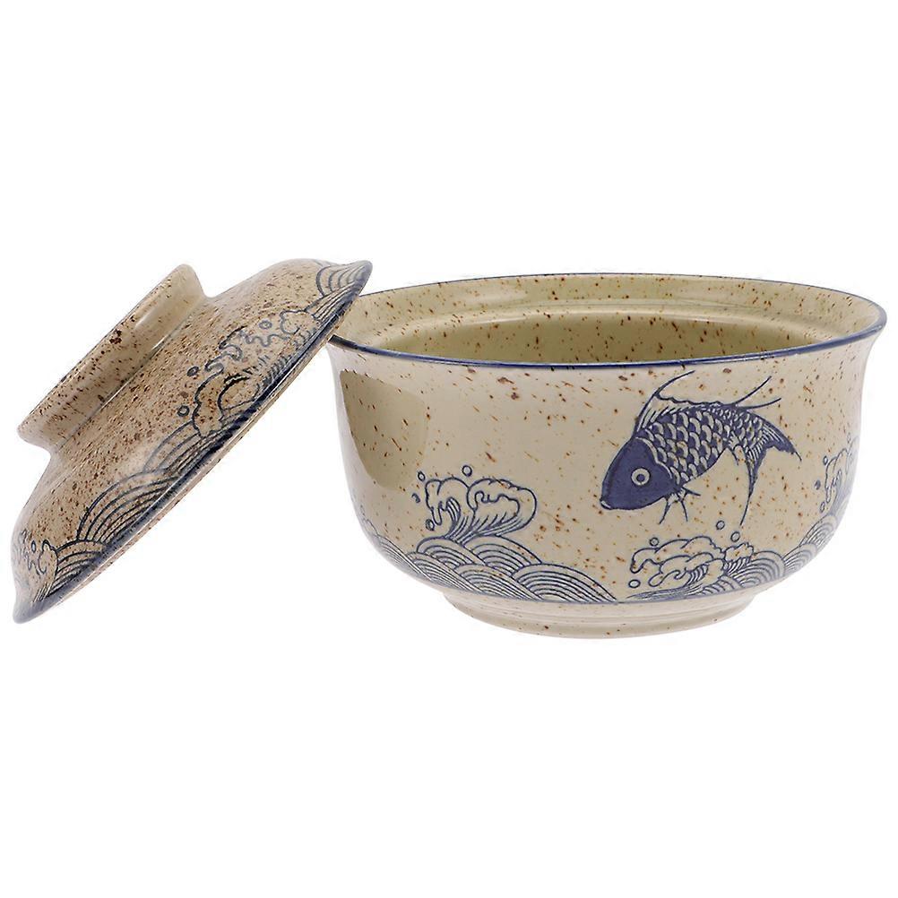 Multi Color Ramen Bowl with Lid Ceramic Soup Bowl for Cooking