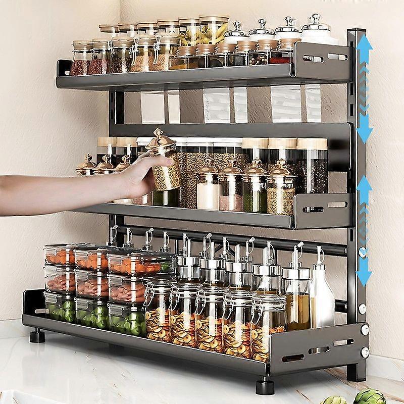Spice Rack for Countertop, Height-Adjustable Spice for Cabinet
