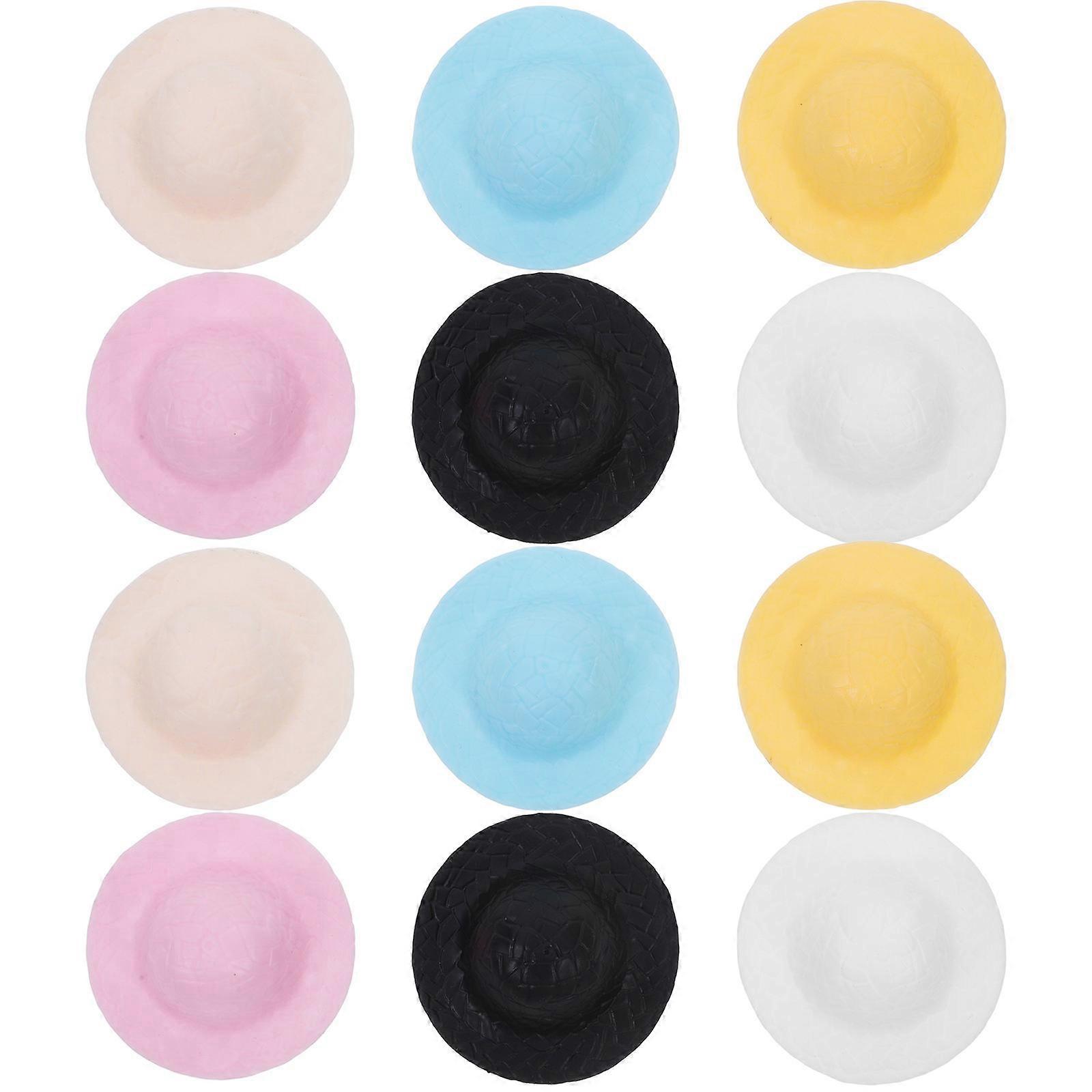 Mini Simulation Straw Hats Mini Hats for Decoration 48Pcs Set