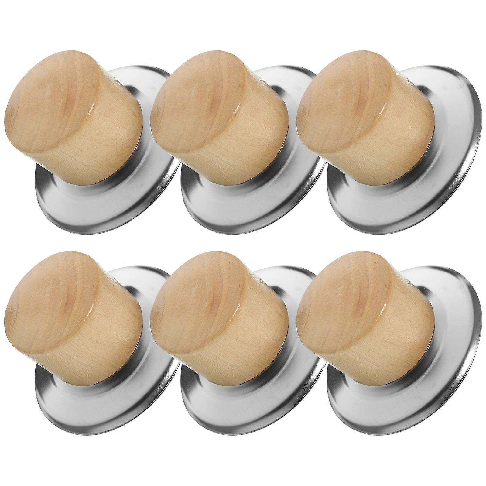 Compact Pot Lid Handle Scald Prevention Kitchen Cookware Cylindrical Wood Handle 4 Pieces