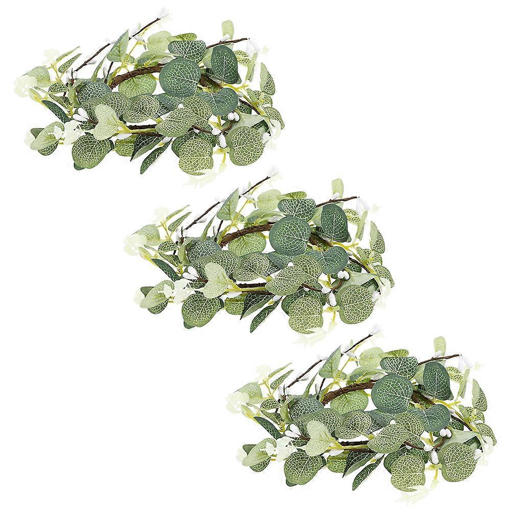 Artificial Leaves Candle Rings Suitable For Table Or Door Decoration In Green Color 15 Pcs