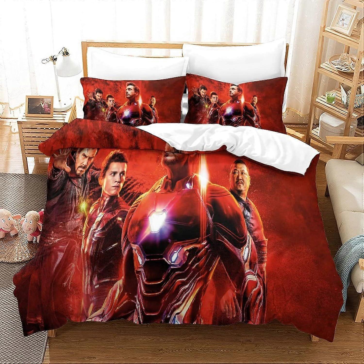 xzz733 Iron Man Duvet Cover Set Bedding Set Movie Poster Duvet Cover Double 140X200CM